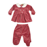 Tutina Spezzata In Ciniglia Ricamata Neonata BEBE' MARGO' B042TS