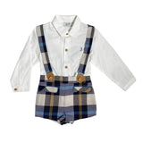 Completo Con Salopette A Quadri E Camicia Bambino YOEDU 1853