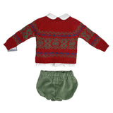 Completo Tre Pezzi Con Bermuda In Velluto Neonato YOEDU 0202