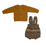 WEDOBLE Baby-Mädchen-Strampler-Set aus brauner Wolle I2308305J