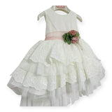 Abito Elegante Smanicato Con Pizzo Neonata MIMILU' 1161BB