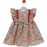 Abito Smanicato In Cotone Fantasia Floreale Bambina DEL SUR 0565