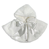 Eleganter Umhang mit Kapuze aus Kunstfell und Satinschleife für Babys ISABEL F593