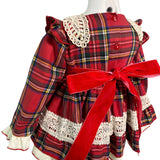 Elegantes, ausgestelltes Langarm-Schottenkleid für Baby-Mädchen LA AMAPOLA 0040