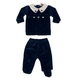 Tutina Spezzata In Ciniglia Ricamata Neonato BEBE' MARGO' B054TS