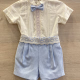 Eleganter Zeremonienanzug mit Bermudashorts und gepunktetem Baumwollhemd für Neugeborene PONTO POR PONTO 5786