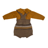 WEDOBLE Baby-Mädchen-Strampler-Set aus brauner Wolle I2308305J