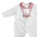 Tutina Intera In Cotone Con Inserti In Lino Neonata NINNAOH E2414T