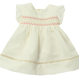 Abito Smanicato In Misto Lino Con Punto Smoke Neonata DR KID DK360