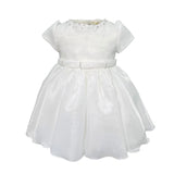 Abito Elegante Mezza Manica In Organza Bianco Neonata BIMBALO' 6823