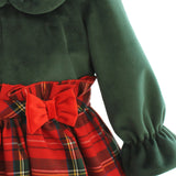 Baby-Mädchen-Kleid mit Schottenmuster und langen Ärmeln BUFI B0071A