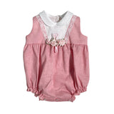 Pagliaccetto In Misto Lino Con Fiori Neonata NINNAOH E2417P