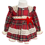 Elegantes, ausgestelltes Langarm-Schottenkleid für Baby-Mädchen LA AMAPOLA 0040