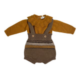 WEDOBLE Baby-Mädchen-Strampler-Set aus brauner Wolle I2308305J