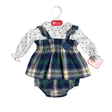 Abito Smanicato Con Camicia E Culotte Scozzese In Caldo Cotone Neonata DEL SUR 2075