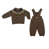 Completo Con Salopette E Maglioncino In Lana Marrone Neonato WEDOBLE I2308310A