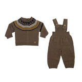 Completo Con Salopette E Maglioncino In Lana Marrone Neonato WEDOBLE I2308310A