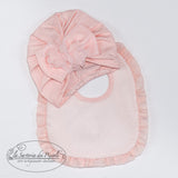 Coordinato Cappello E Bavetta Con Petali Neonata LA SARTORIA DEI PICCOLI LR1002