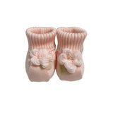 Hausschuhsocken aus 100 % Wolle mit Wollblumen für Babymädchen BIMBALO' 6737