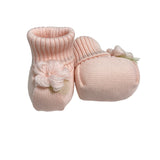 Hausschuhsocken aus 100 % Wolle mit Wollblumen für Babymädchen BIMBALO' 6737