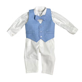 Completo Elegante Con Panciotto Bianco E Celeste Neonato NINNAOH I23COM224