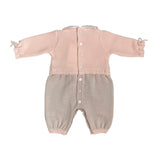 Tutina Intera In Lana 100% Con Fiori In Lana Rosa Neonata BIMBALO' 6755