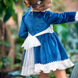 Abito Manica Lunga In Velluto Blu Bambina MIMOSA NARCISO