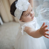 Abito Elegante Battesimale In Tulle E Pizzo Neonata BIMBALO' 7182