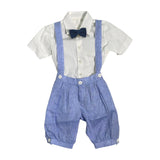 Eleganter Anzug mit staubblauer Leinenlatzhose für Neugeborene BUFI B1252A1