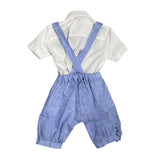 Eleganter Anzug mit staubblauer Leinenlatzhose für Neugeborene BUFI B1252A1