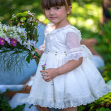 Elegantes Zeremonienkleid mit Culotte aus cremefarbener Baumwolle für Mädchen MIMOSA AMANDAM