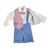 Anzug aus Leinenmischung mit Bermudahemd und gestreifter Weste für Neugeborene NINNAOH E22298