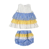 2-teiliger Anzug mit runden Ärmeln und Hosenrock aus Baumwolle mit Volants Neugeborenes NINNAOH E2232