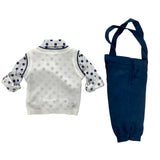 Eleganter 4-teiliger Anzug aus Baumwolle und Leinen für Neugeborene BUFI M0037A