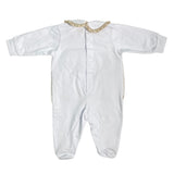 Einteiliger Baumwoll-Strampler mit Spitzenvolant San Gallo Newborn LA SARTORIA DEI PICCOLI LT102