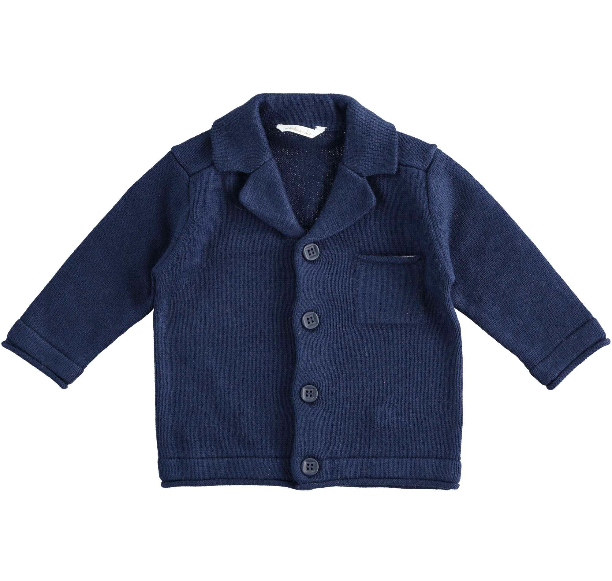 Cardigan In Misto Lana Blu Neonato Minibanda K612 - MINIBANDA - LuxuryKids