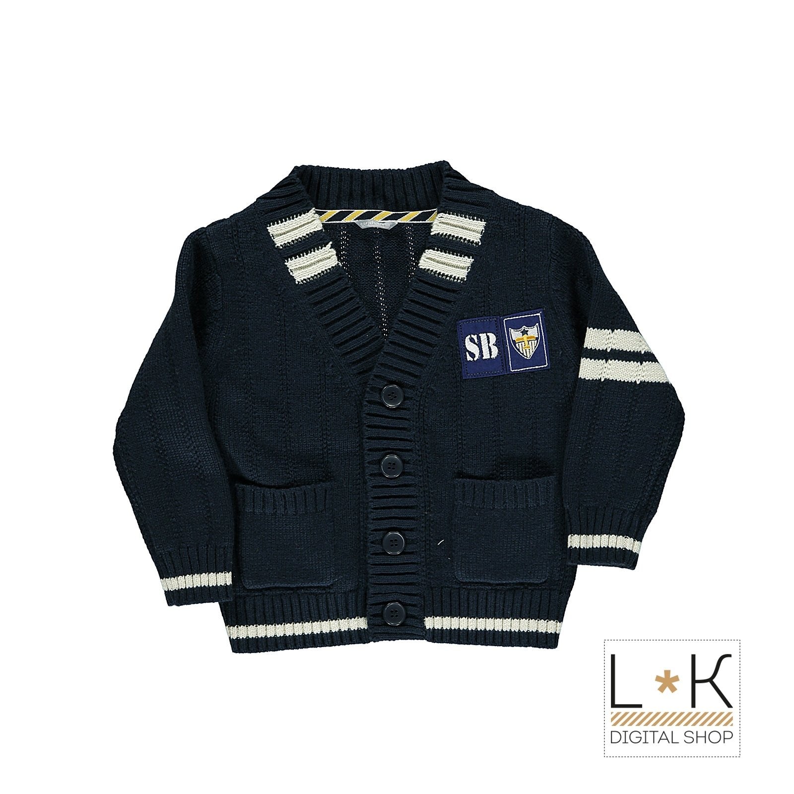 Cardigan in Misto Lana Blu Notte Bambino Sarabanda H103 - SARABANDA - LuxuryKids