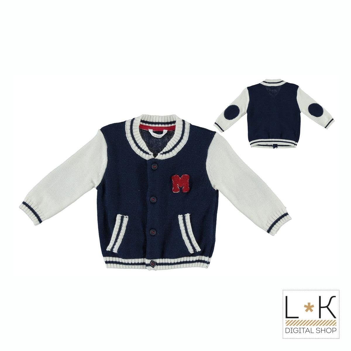 Cardigan in Misto Lana Blu-Bianco Neonato Minibanda R611 - MINIBANDA - LuxuryKids