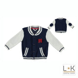 Cardigan in Misto Lana Blu-Bianco Neonato Minibanda R611 - MINIBANDA - LuxuryKids