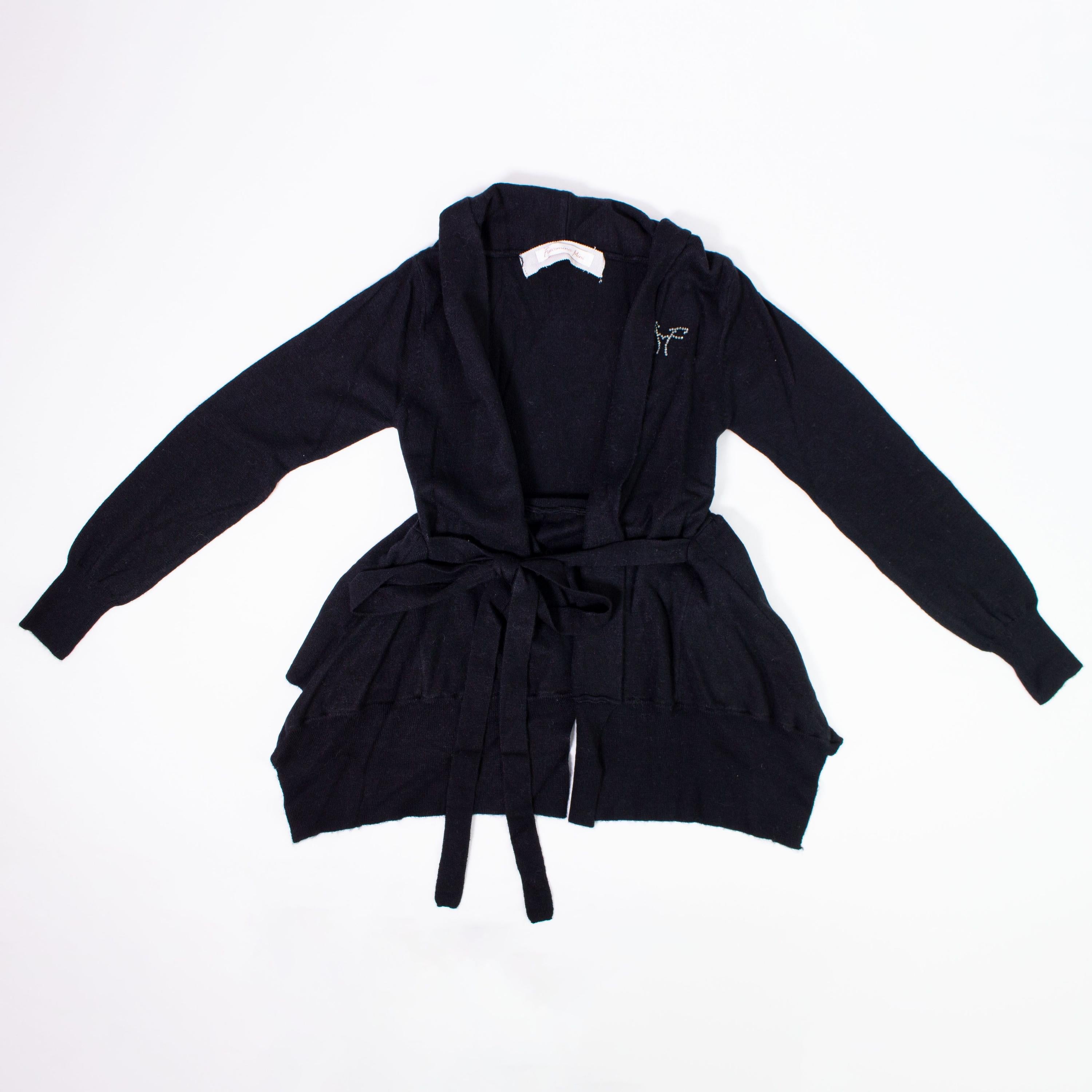 Cardigan in Misto Lana Nero Bambina Fracomina FM11FW345 - FRACOMINA - LuxuryKids