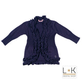 Cardigan in Misto Lana Viola con Rouches Neonata Sarabanda F261 - SARABANDA - LuxuryKids