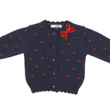 Cardigan Misto Lana Blu con Pois Rossi Neonata Dr. Kids 303 - DR.KID - LuxuryKids