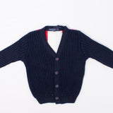 Cardigan Misto Lana Blu e Nero Bambino Manuell&Frank MF4156B - MANUELL&FRANK - LuxuryKids