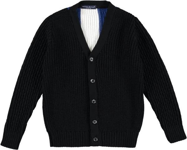 Cardigan Misto Lana Blu e Nero Bambino Manuell&Frank MF4156B - MANUELL&FRANK - LuxuryKids