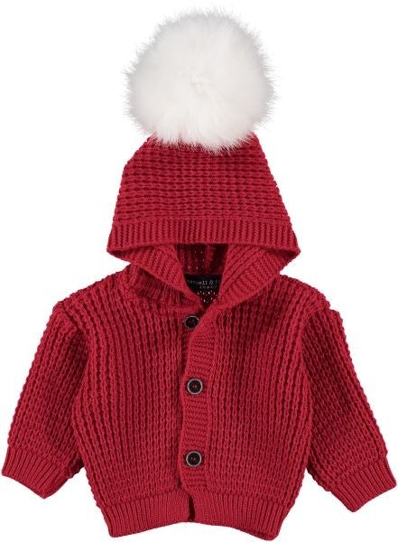 Cardigan Misto Lana Cappuccio Pompon Neonato Manuel&Frank MF4165I - MANUELL&FRANK - LuxuryKids