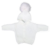 Cardigan Misto Lana Cappuccio Pompon Neonato Manuel&Frank MF4165I - MANUELL&FRANK - LuxuryKids