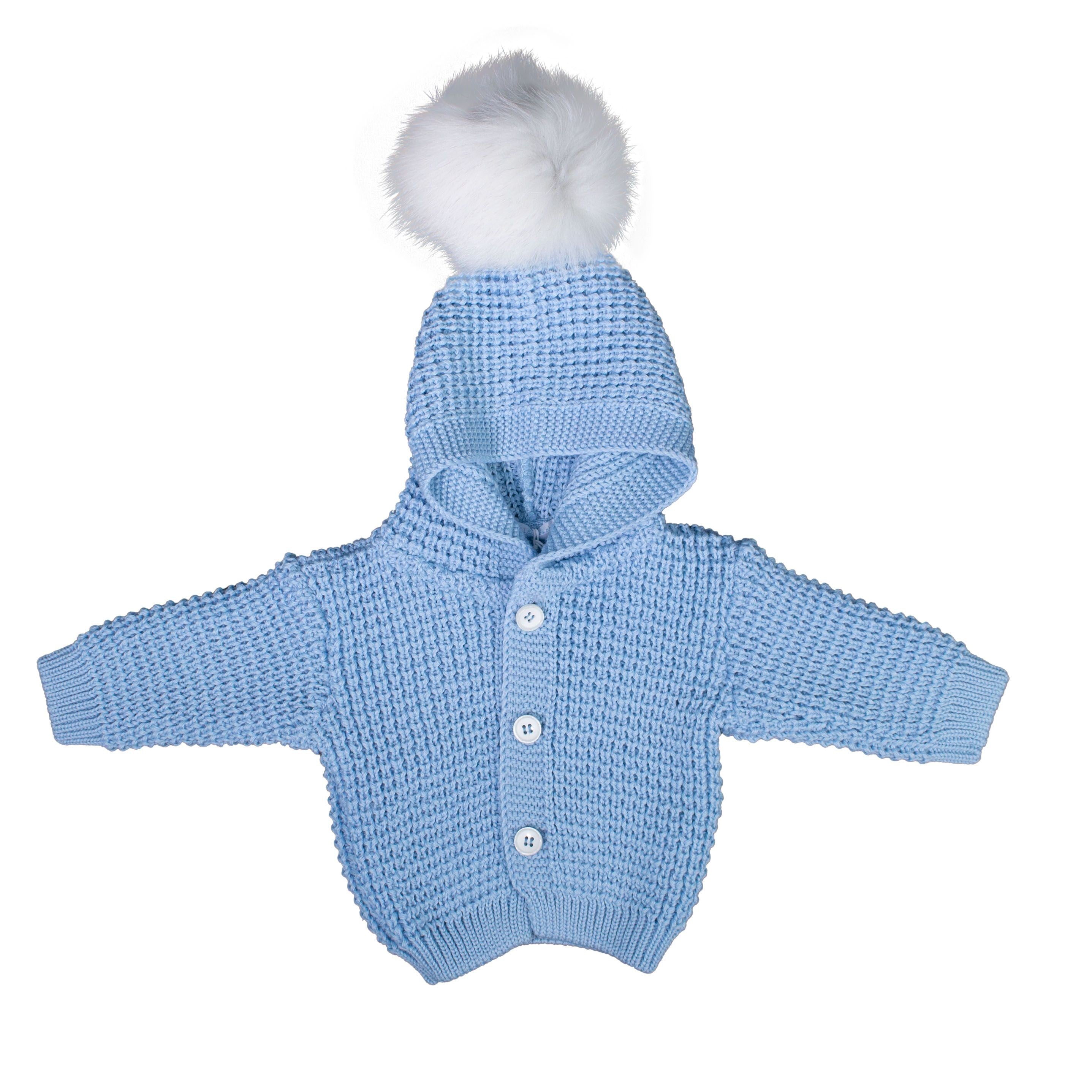 Cardigan Misto Lana Cappuccio Pompon Neonato Manuel&Frank MF4165I - MANUELL&FRANK - LuxuryKids