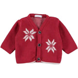 Cardigan Misto Lana Ricamo Fiocco di Neve Bianco Rosso Neonato Manuell&Frank MF4162I - MANUELL&FRANK - LuxuryKids