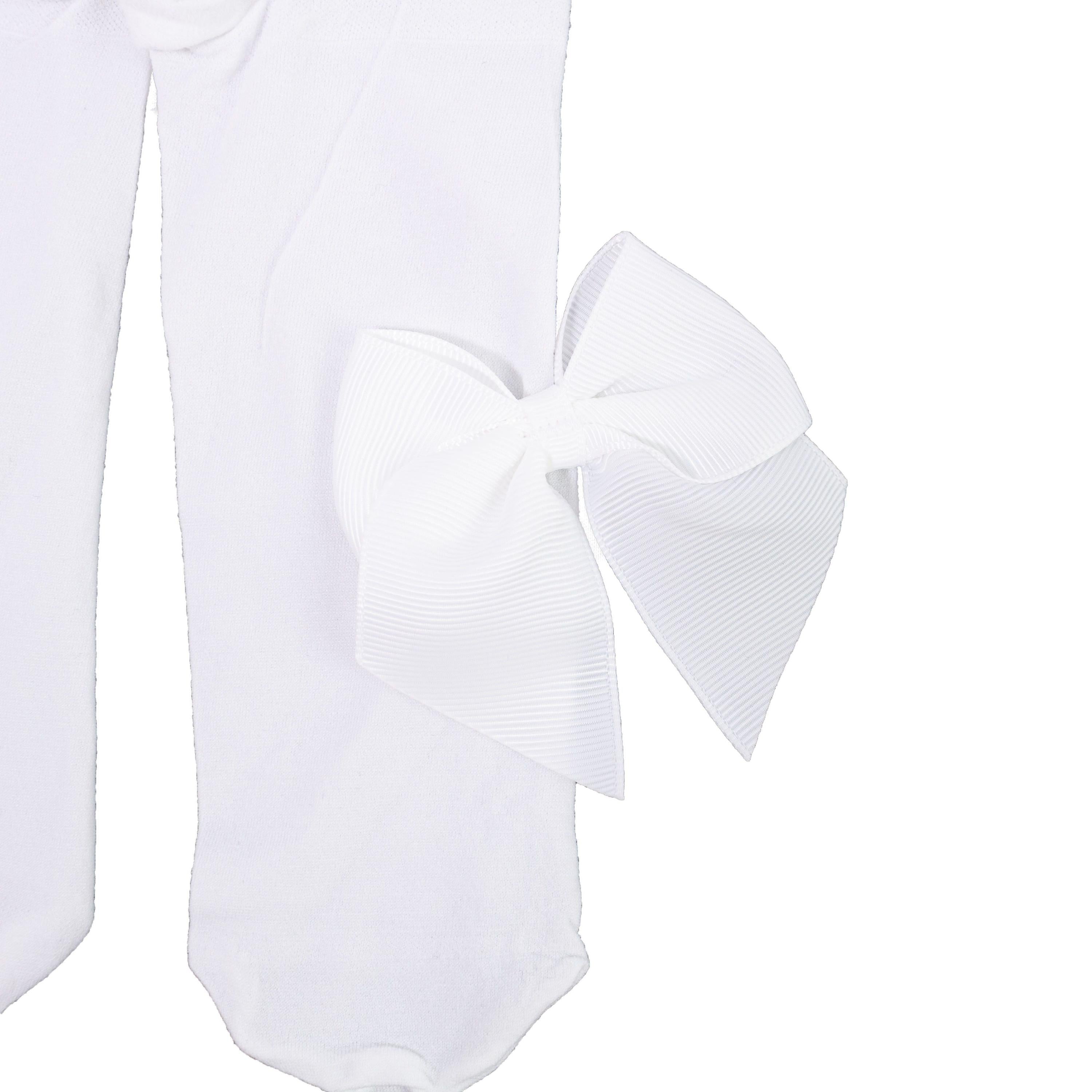 Collant In Microfibra Con Fiocco Bianca Bambina CARLOMAGNO 1023 - CARLOMAGNO - LuxuryKids