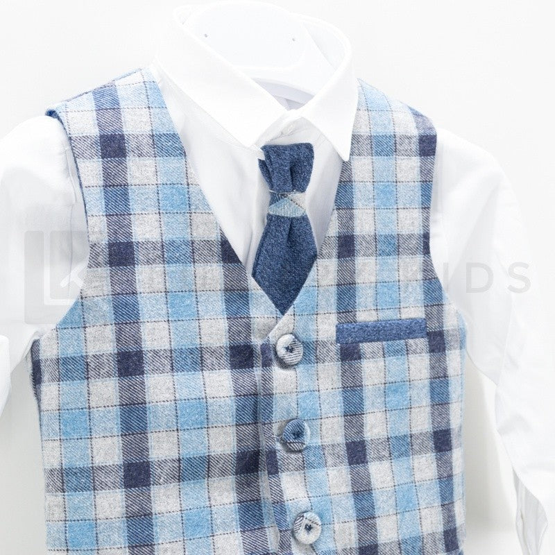 Completo 3 Pezzi Blu Neonato Creazioni Luana 3158 - CREAZIONI LUANA - LuxuryKids